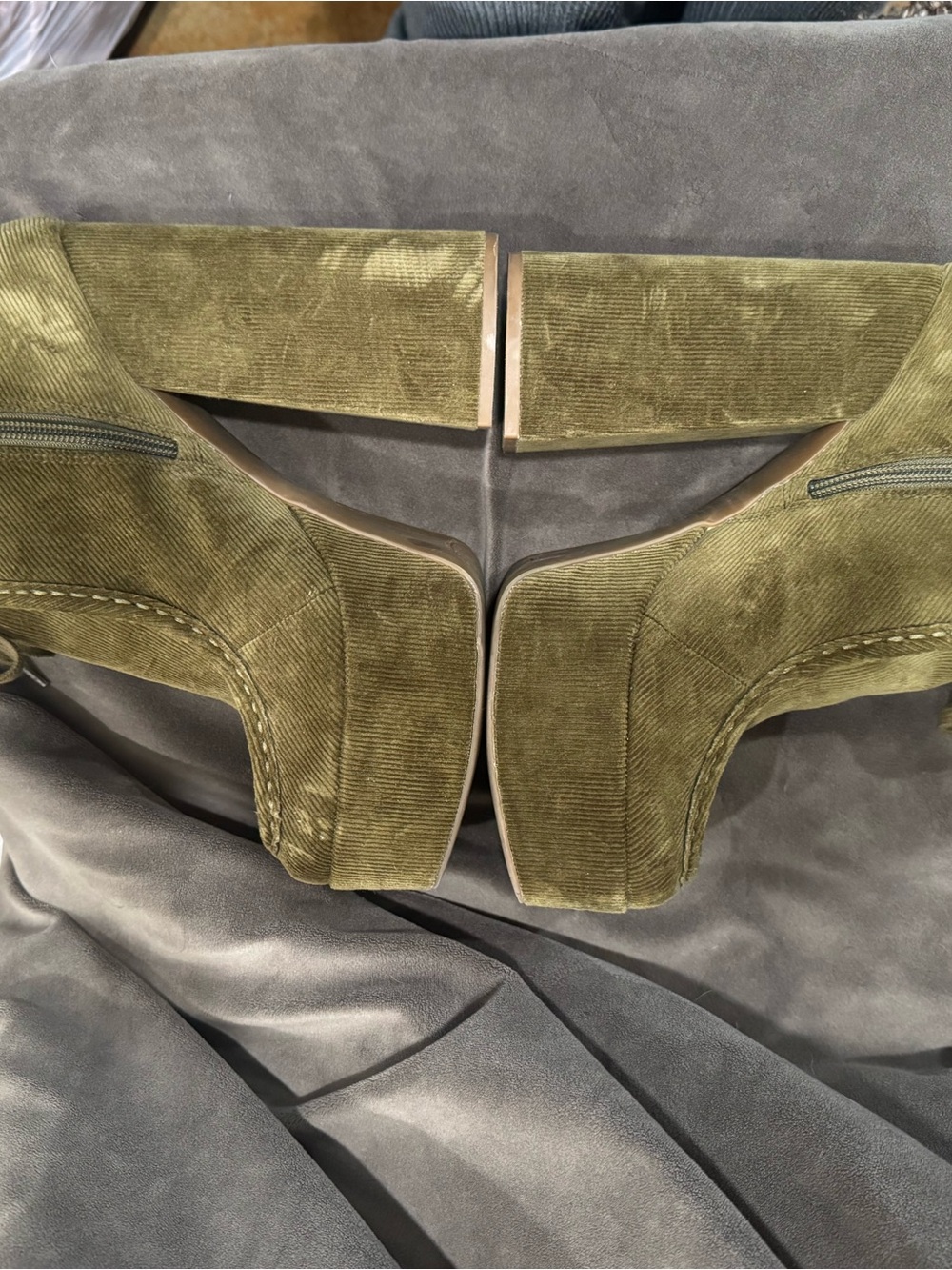 Jessica SimpsonOlive Green Platform Ankle Boots - Women's Lace-Up Heeled Booties - Picture 5 of 8